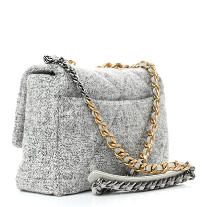Chanel Tweed Quilted Large Chanel 19 Flap Grey 2 of 9