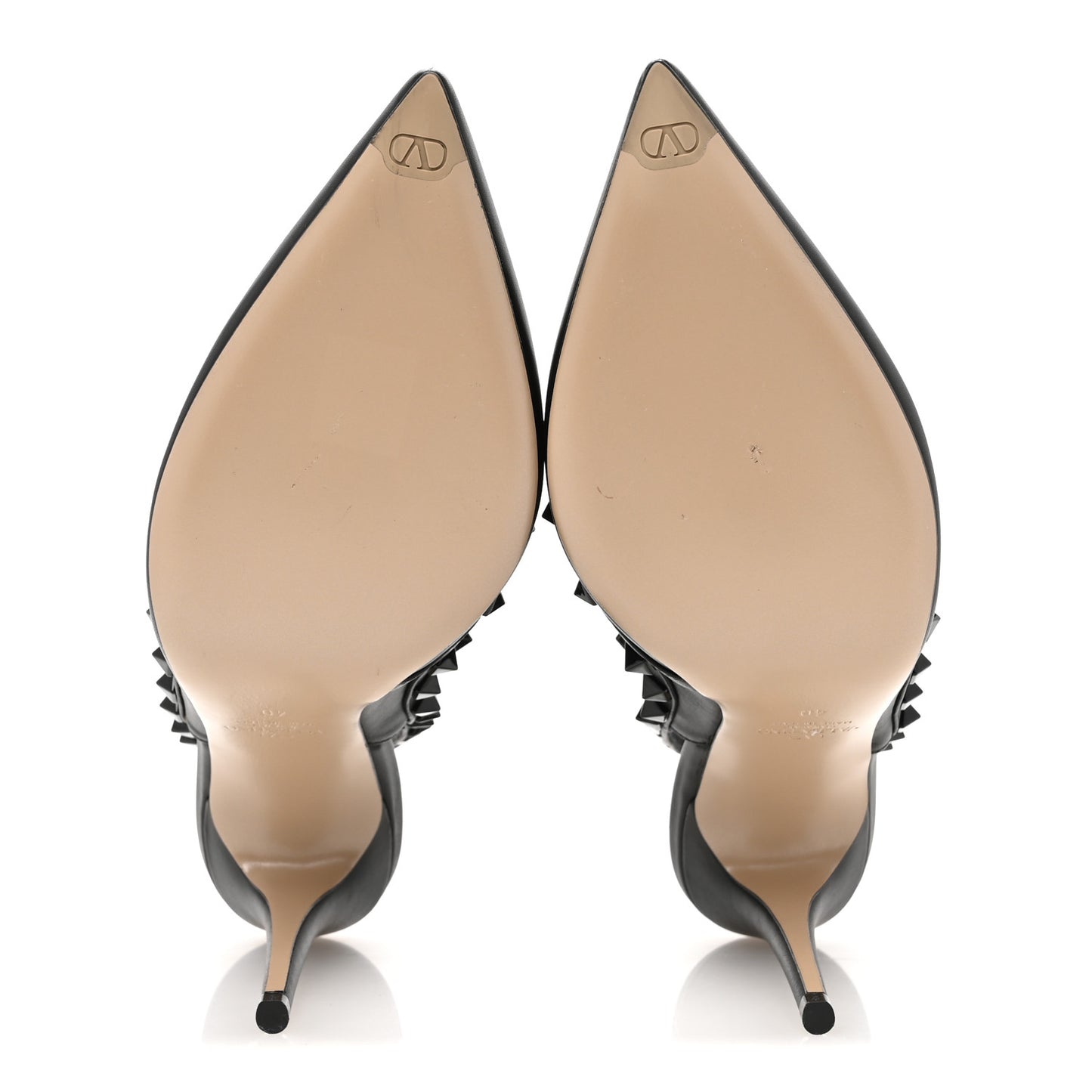 Calfskin Nappa Monochrome Rockstud Ankle Strap 100mm Pumps 40 Black