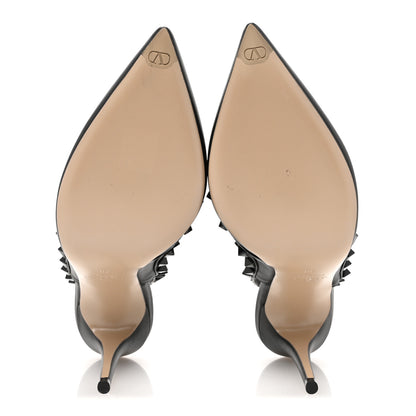 Valentino Garavani Calfskin Nappa Monochrome Rockstud Ankle Strap 100mm Pumps 40 Black 6 of 9