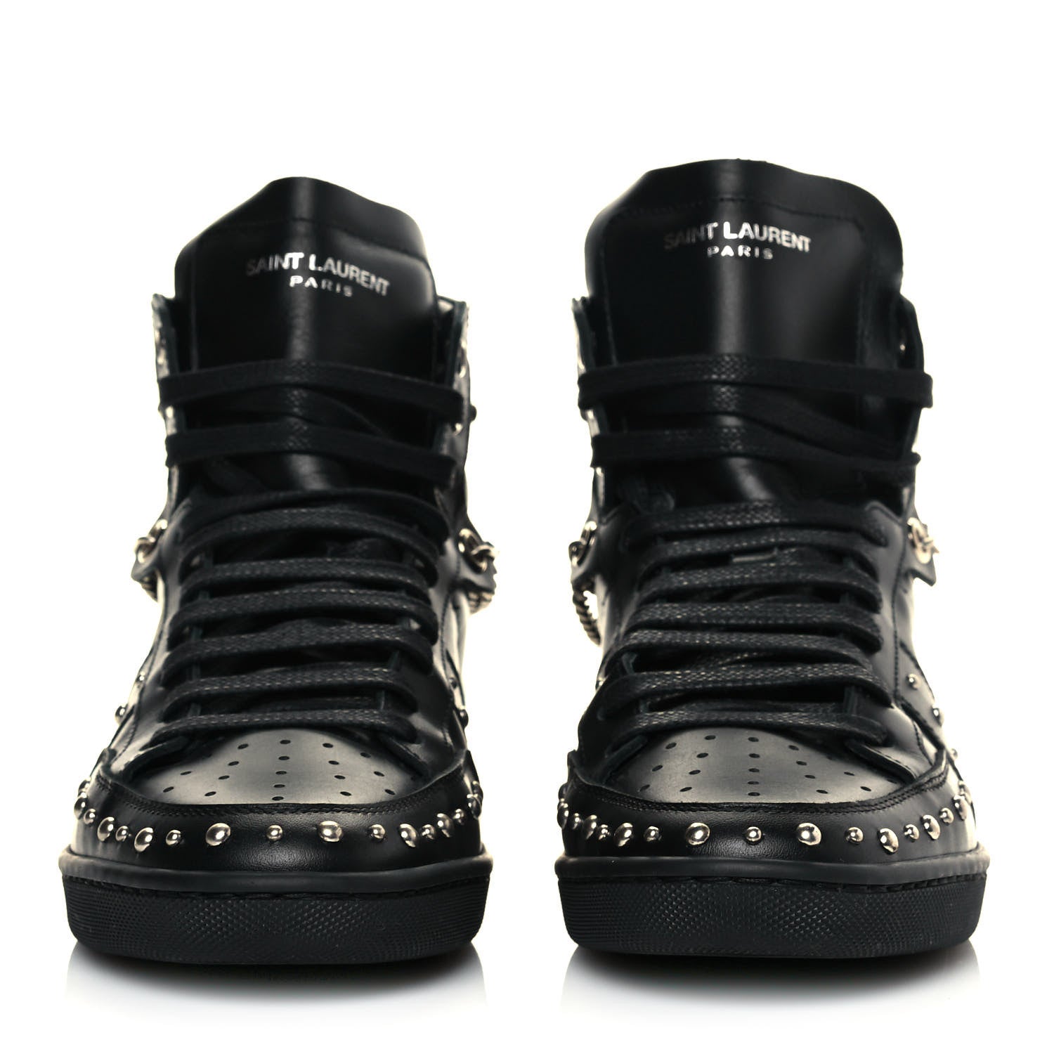 Saint Laurent Calfskin Saint Lauren Stud Wolly SL-22 High Top Sneakers 37 Black 2 of 8