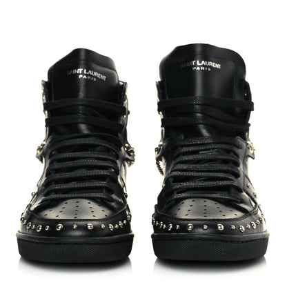Saint Laurent Calfskin Saint Lauren Stud Wolly SL-22 High Top Sneakers 37 Black 2 of 8