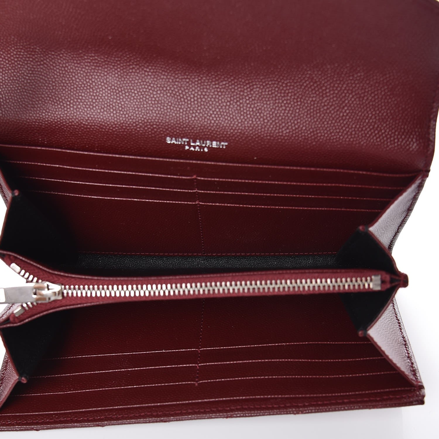 Saint Laurent Grain De Poudre Matelasse Chevron Monogram Flap Wallet Palissandre 5 of 7