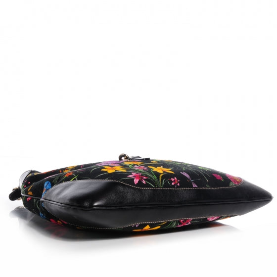 Canvas Floral Flora Jackie O Hobo Black