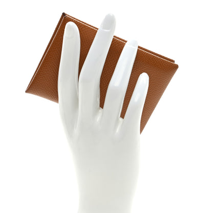 Hermes Epsom Calvi Card Case Gold 2 of 6
