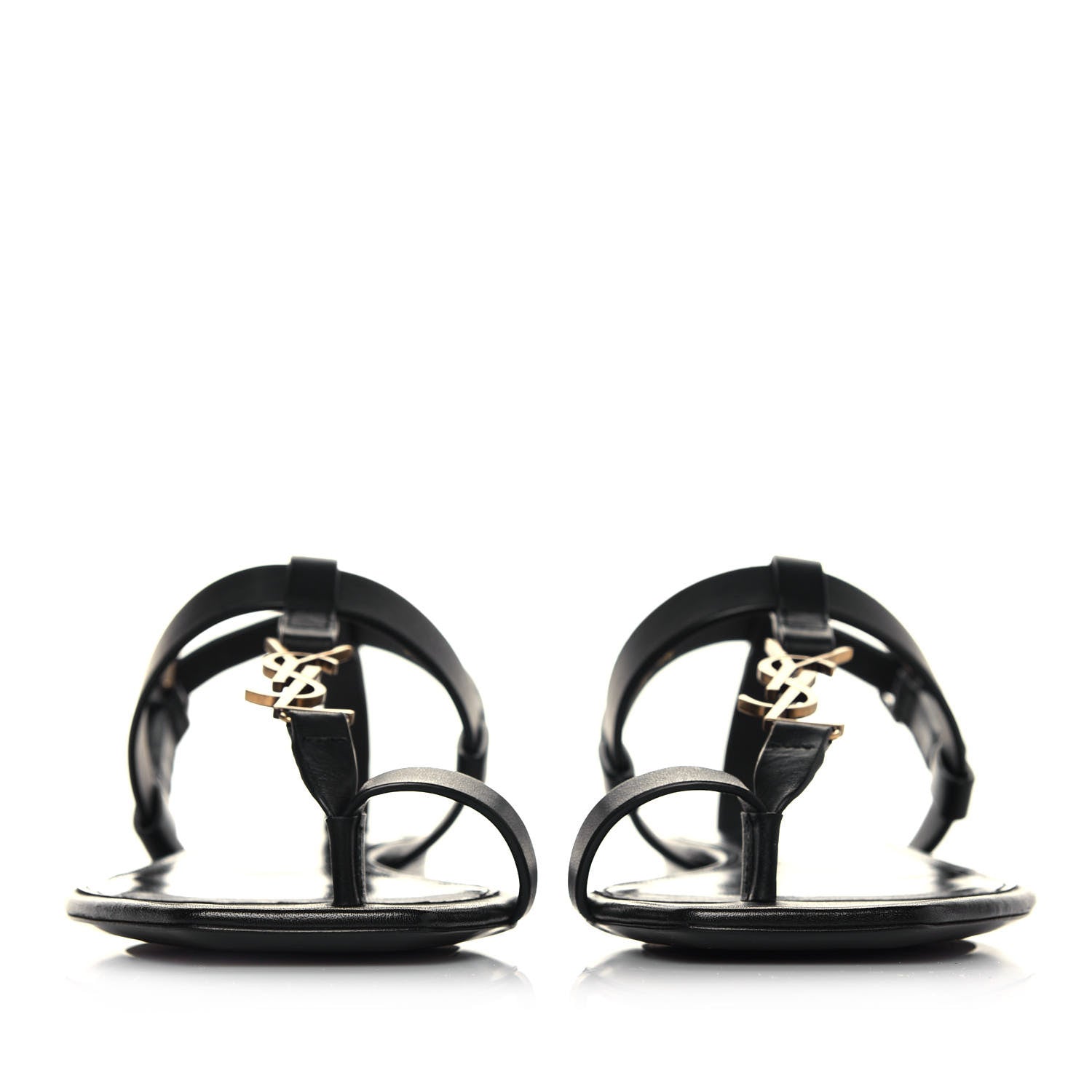 Saint Laurent Patent Calfskin Cassandra Monogram Sandals 38 Black 2 of 9