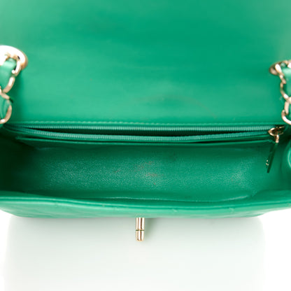 Chanel Lambskin Quilted Mini Rectangular Flap Dark Green 5 of 13