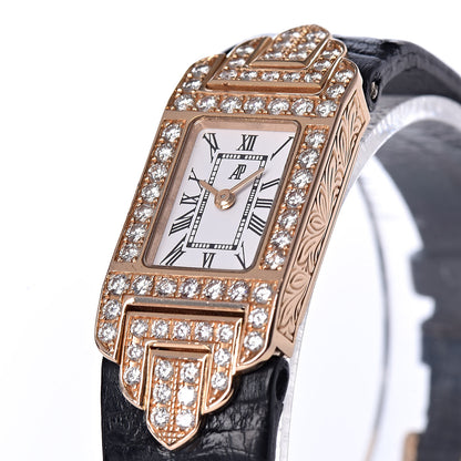 Audemars Piguet 18K Rose Gold Crocodile Diamond 14.5mm Charleston Quartz Watch 67028OR.Z Z.A002XX.0 1 8 of 8