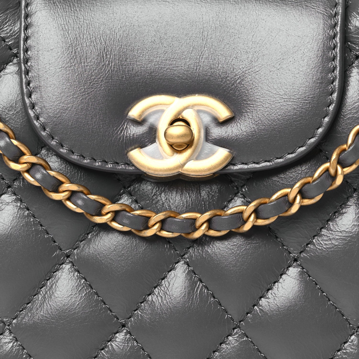 Chanel Shiny Aged Calfskin Quilted Nano Kelly Shopper Grey 8 of 11
