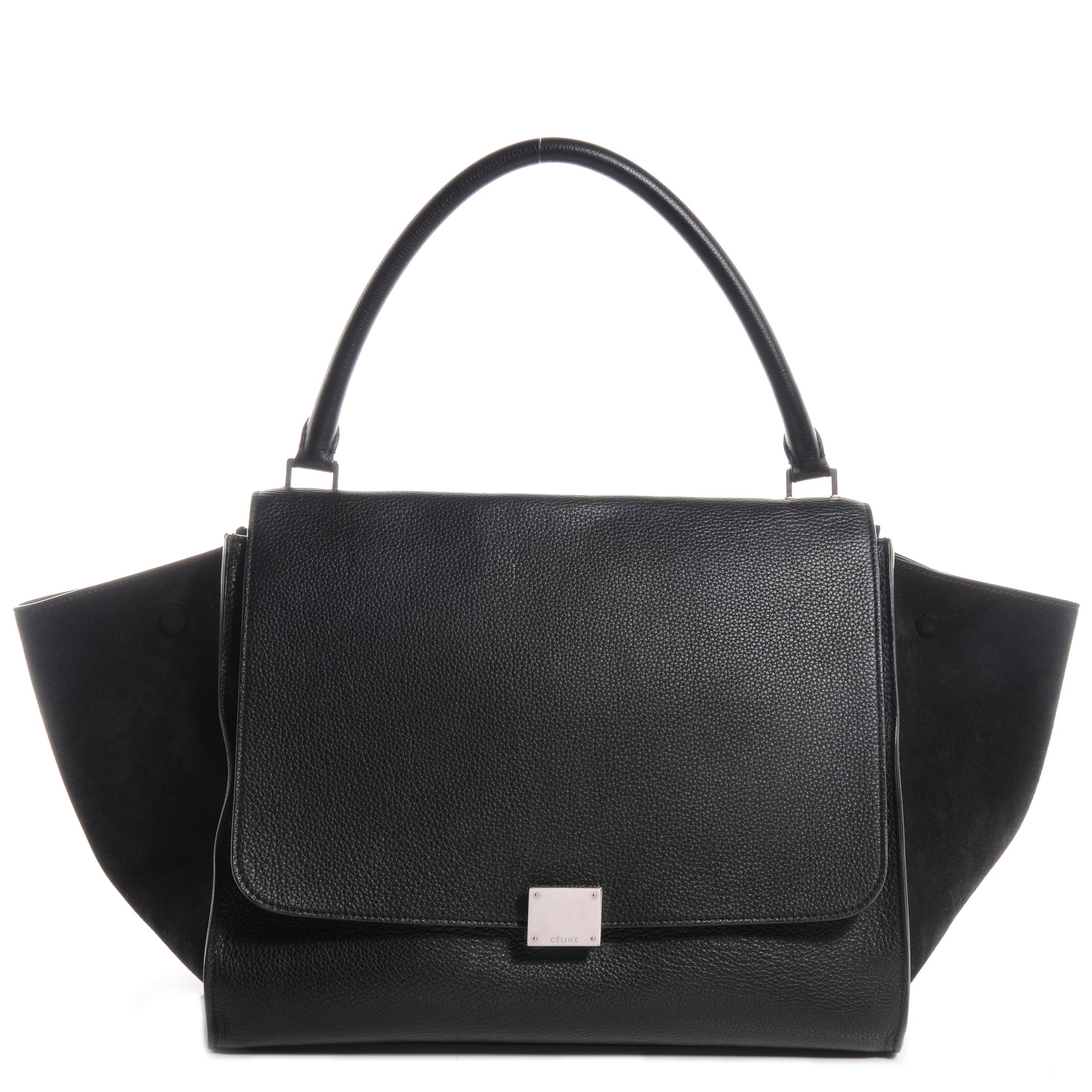 Celine Calfskin and Suede Large Trapeze Black 1 of 9