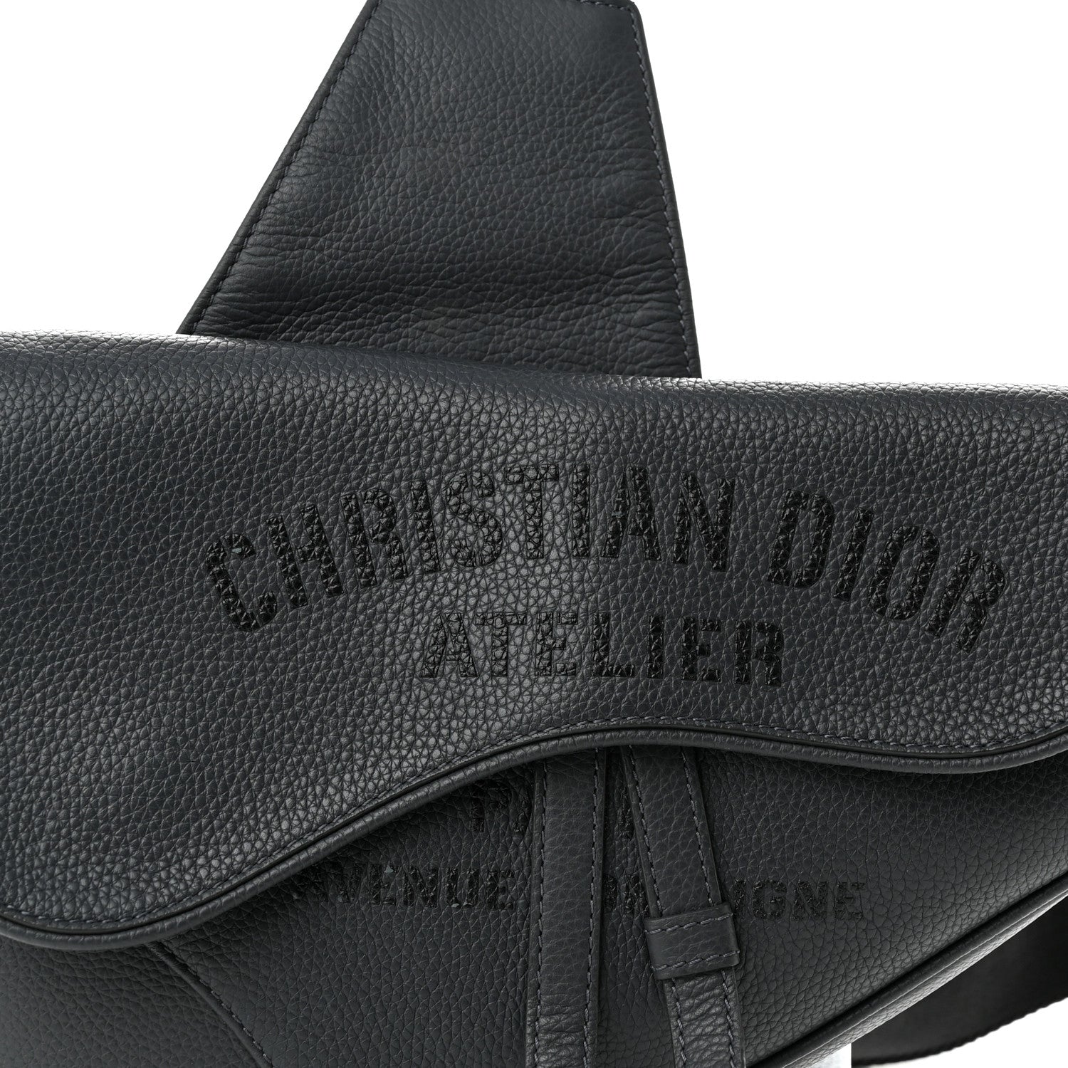 Christian Dior Calfskin Atelier Signature Print Mens Saddle Bag Grey 8 of 10