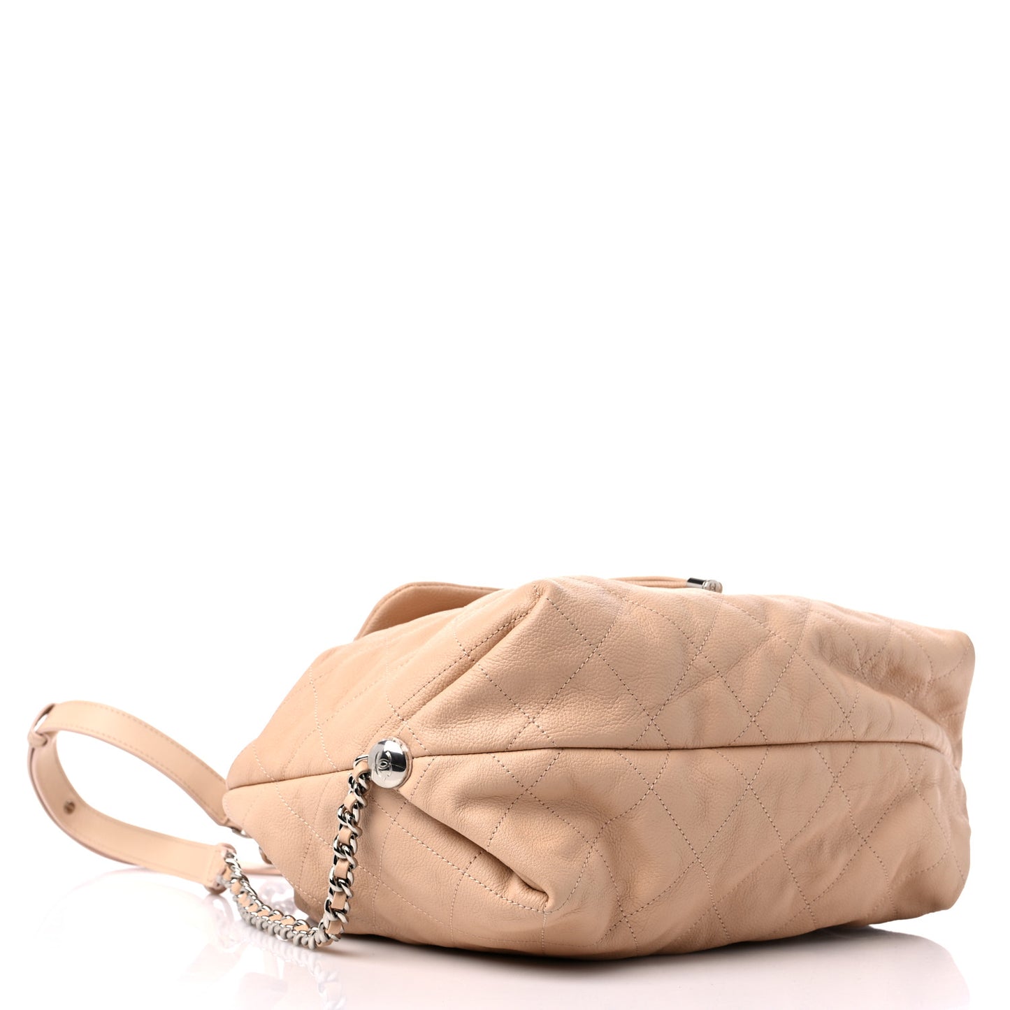 Grained Calfskin Stitched Braided With Style Backpack Beige