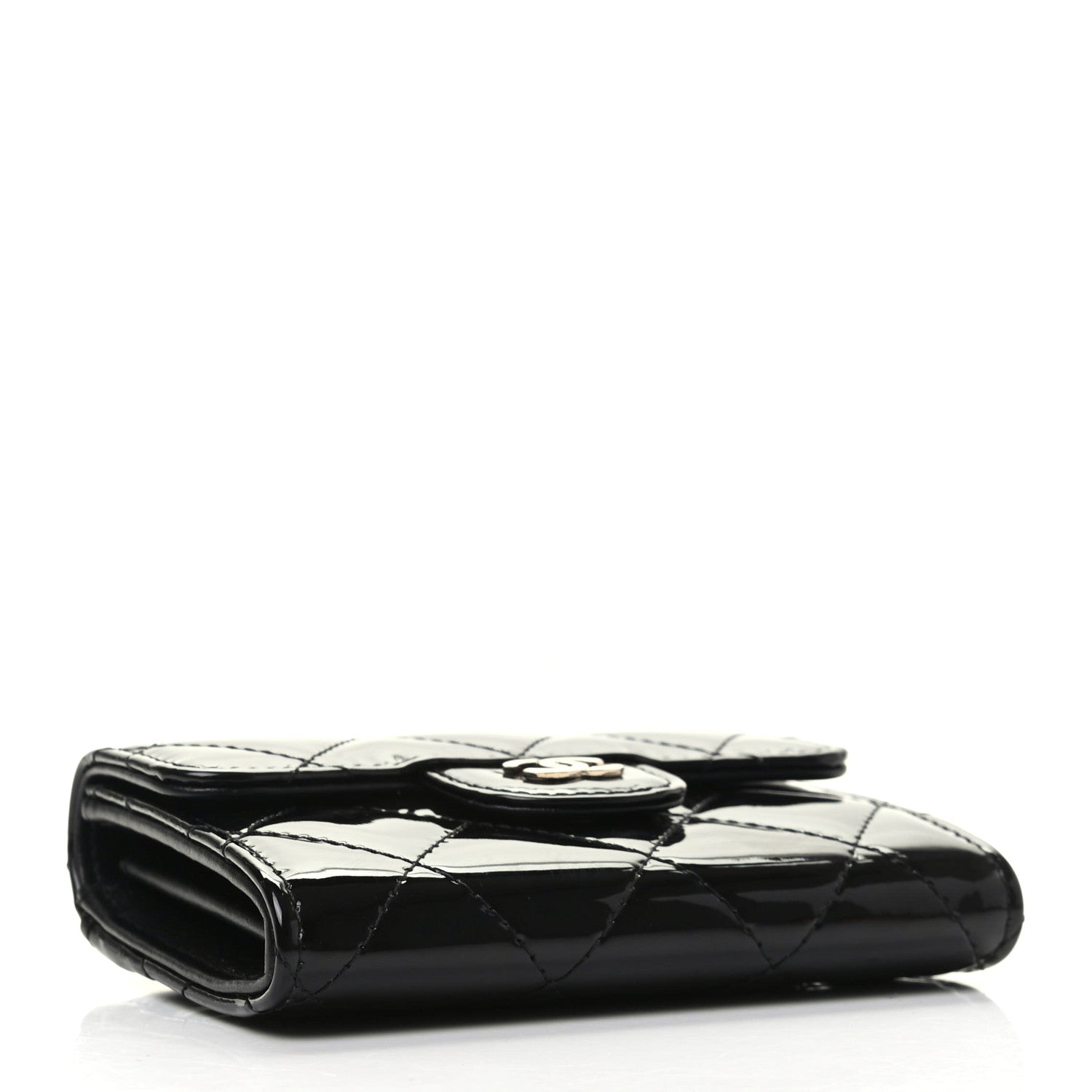 Chanel Patent Quilted Flap Card Holder Wallet Black 4 of 8