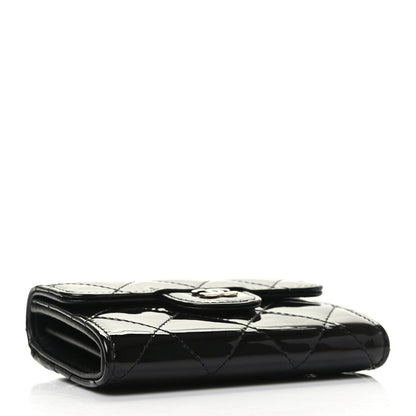 Chanel Patent Quilted Flap Card Holder Wallet Black 4 of 8
