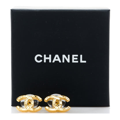 Chanel Metal Textured CC Earrings Gold 2 of 5