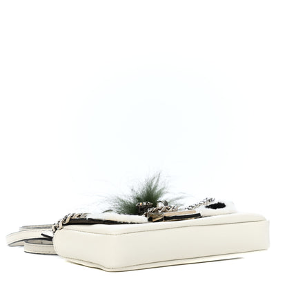 Fendi Nappa Rabbit Fox Fur Micro Buggie Baguette White Nirvana Black 3 of 4