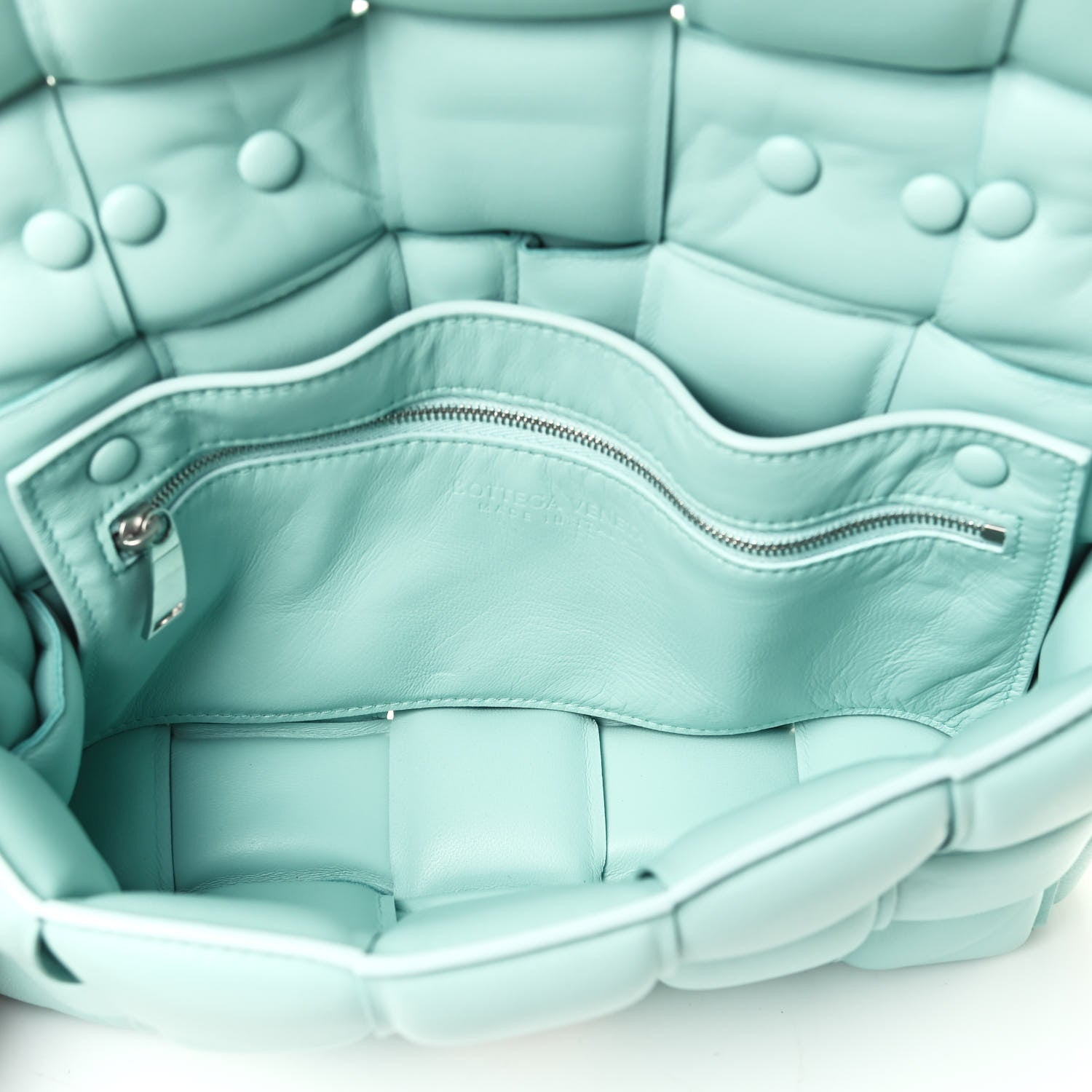 Bottega Veneta Lambskin Maxi Intreccio Padded Chain Cassette Crossbody Bag Spearmint 4 of 4