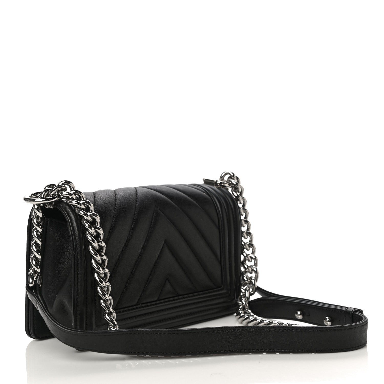Chanel Calfskin Chevron Quilted Small Boy Flap Black 3 of 14