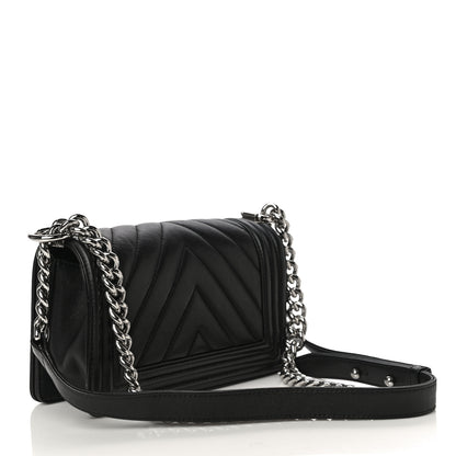 Chanel Calfskin Chevron Quilted Small Boy Flap Black 3 of 14
