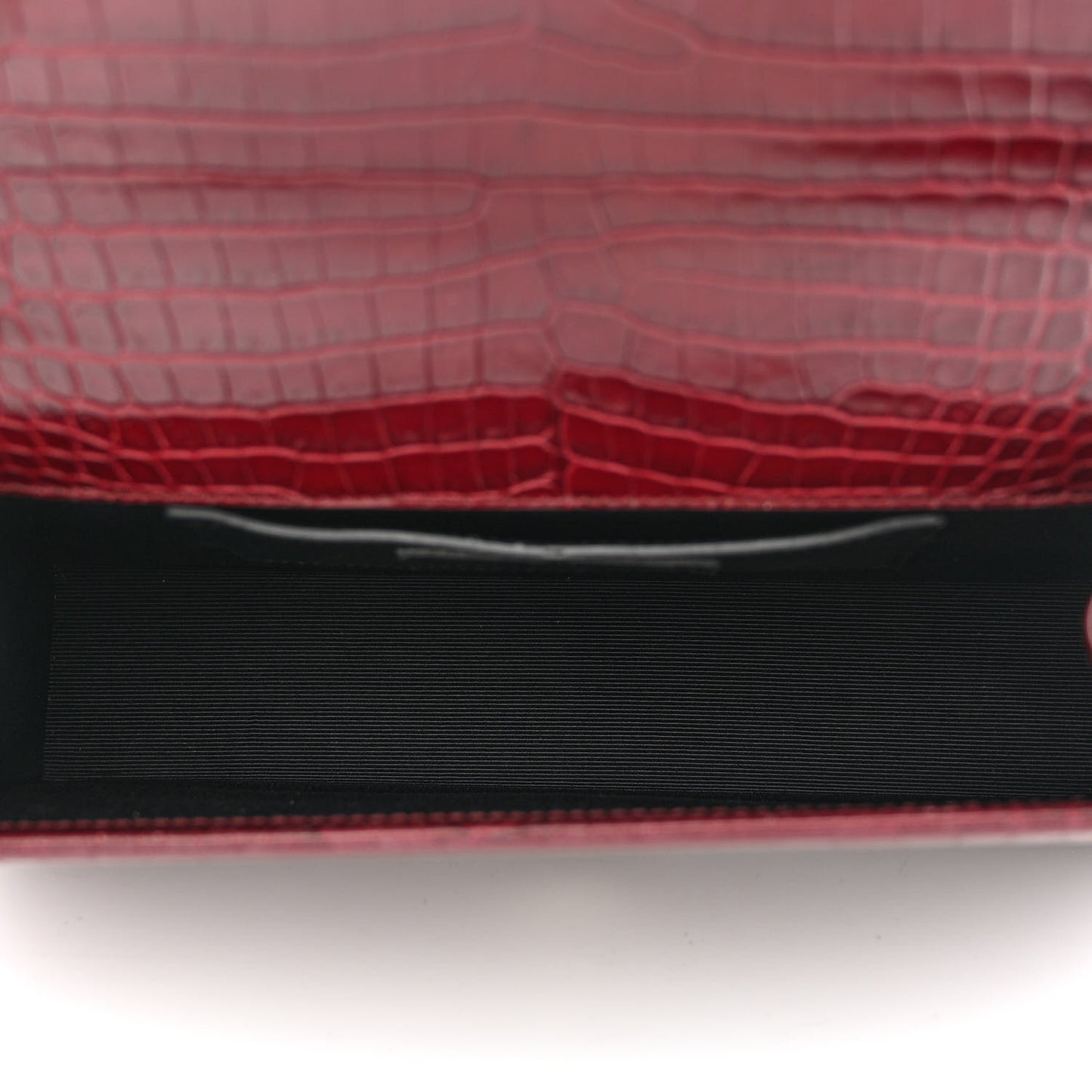 Calfskin Crocodile Embossed Medium Classic Monogram Kate Tassel Satchel Dark Red