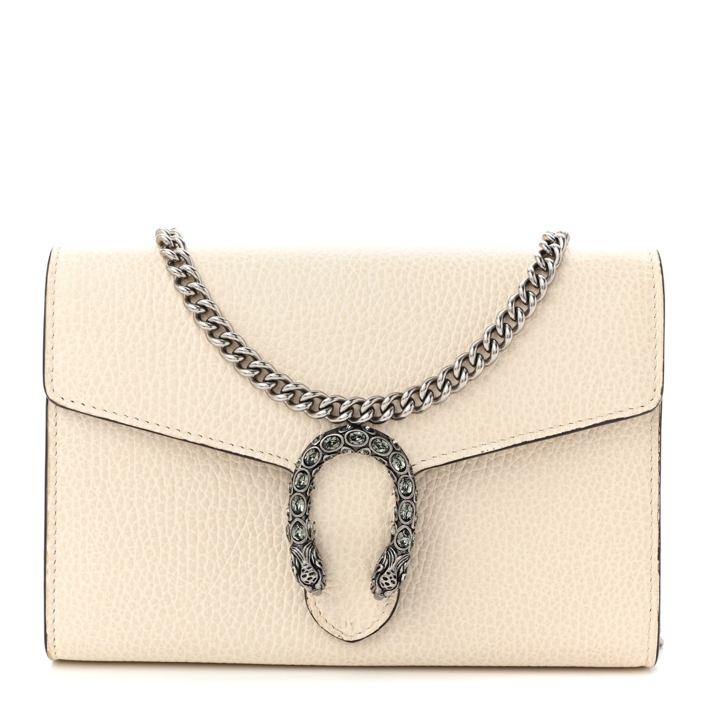 Dollar Calfskin Mini Dionysus Chain Wallet Mystic White