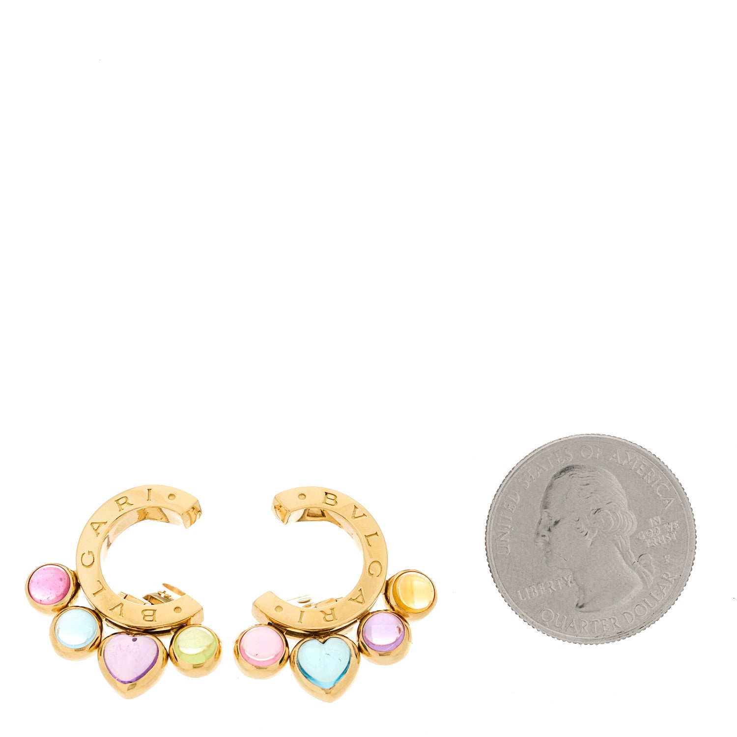 Bulgari 18K Yellow Gold Pink Tourmaline Blue Topaz Amethyst Citrine Peridot Allegra Earrings 2 of 5