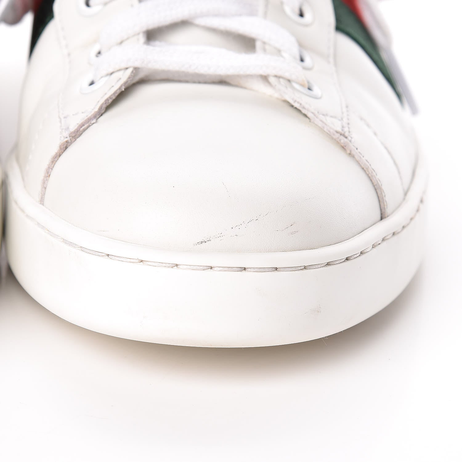 Gucci Calfskin Crocodile Web Mens Ace Sneakers 9 White Green 8 of 14