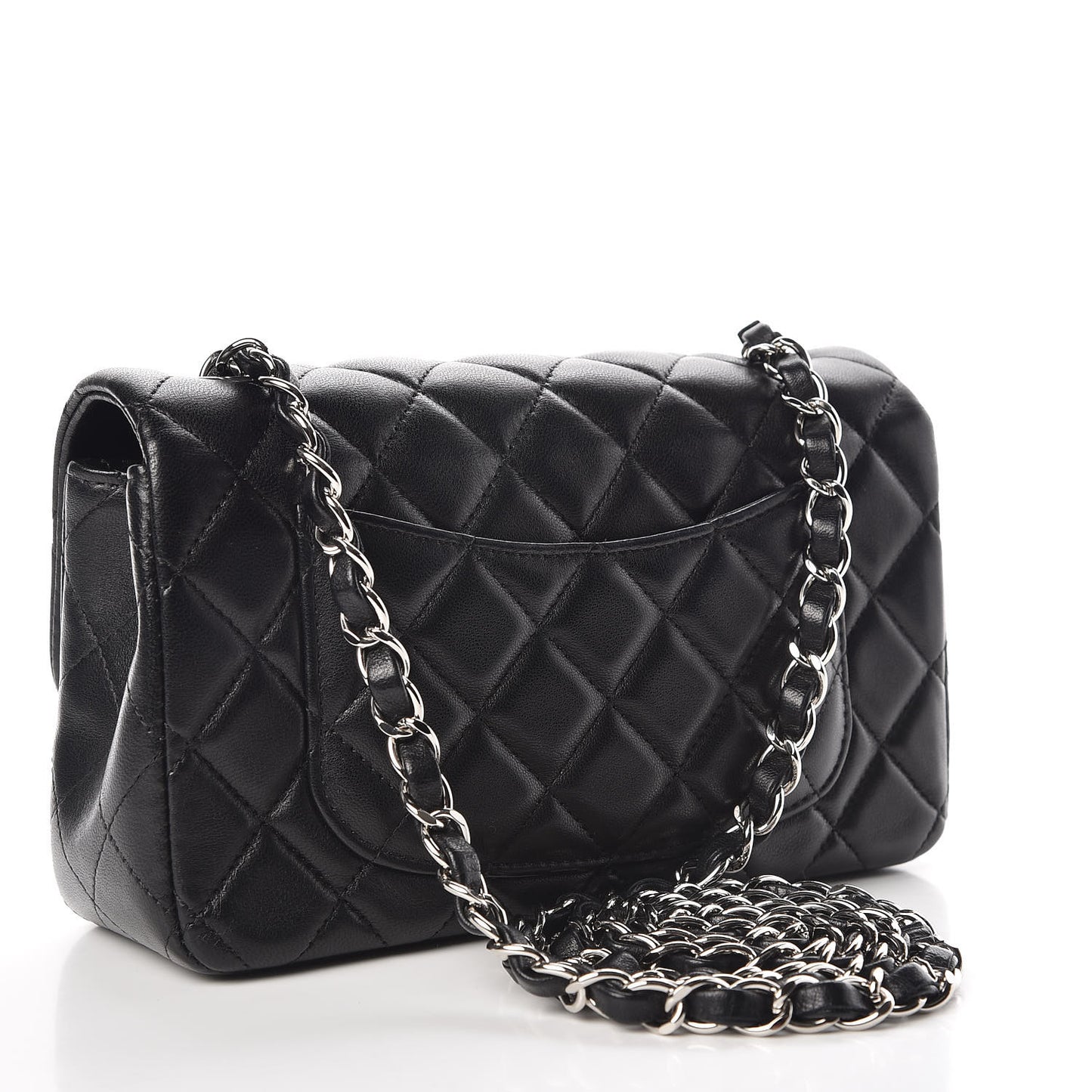 Lambskin Quilted Mini Rectangular Flap Black