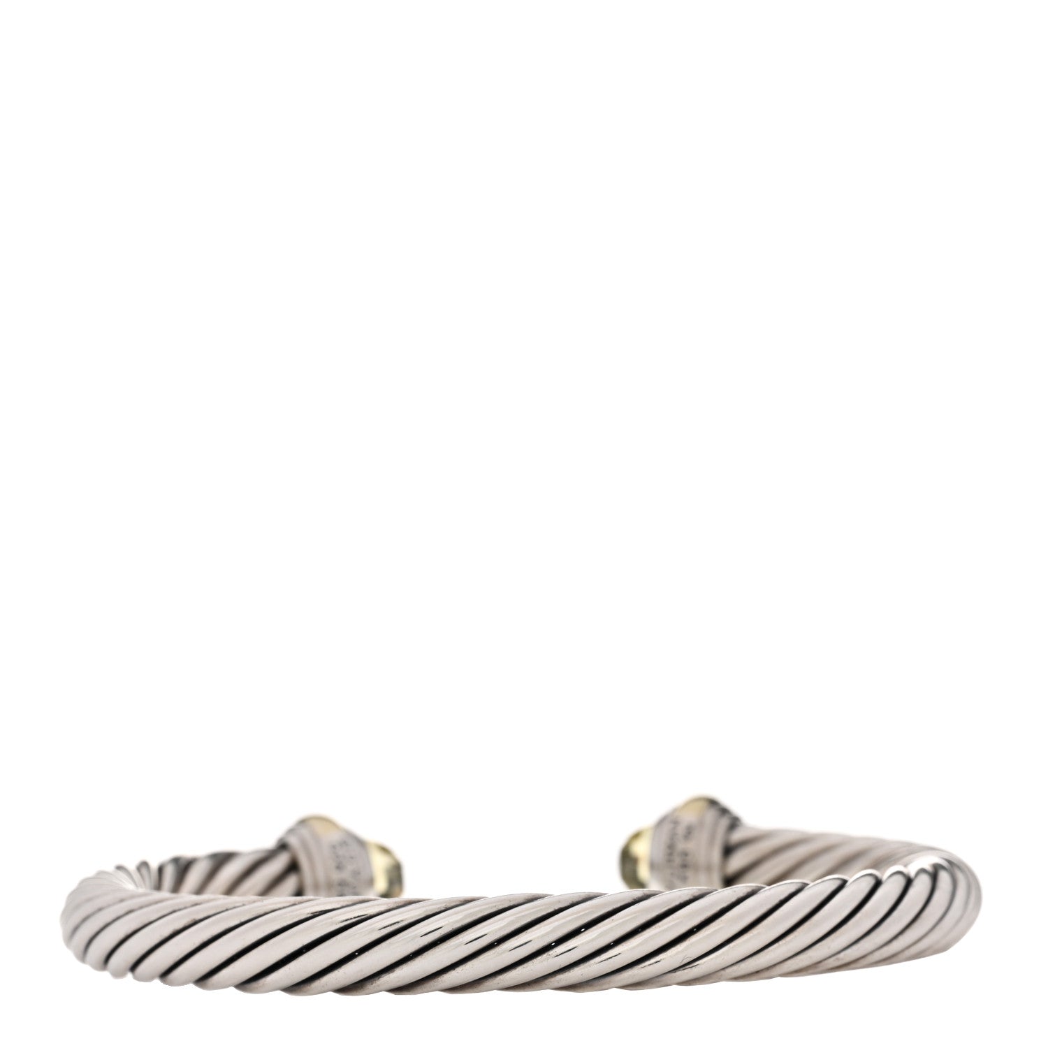 David Yurman Sterling Silver 14K Yellow Gold Prasiolite 7mm Cable Classics Bracelet 2 of 3