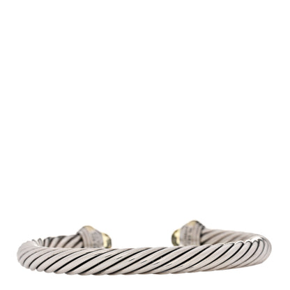 David Yurman Sterling Silver 14K Yellow Gold Prasiolite 7mm Cable Classics Bracelet 2 of 3