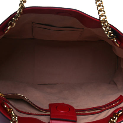Gucci Apollo Calfskin GG Dadini Embroidered Chain Shoulder Tote Hibiscus Red 5 of 10