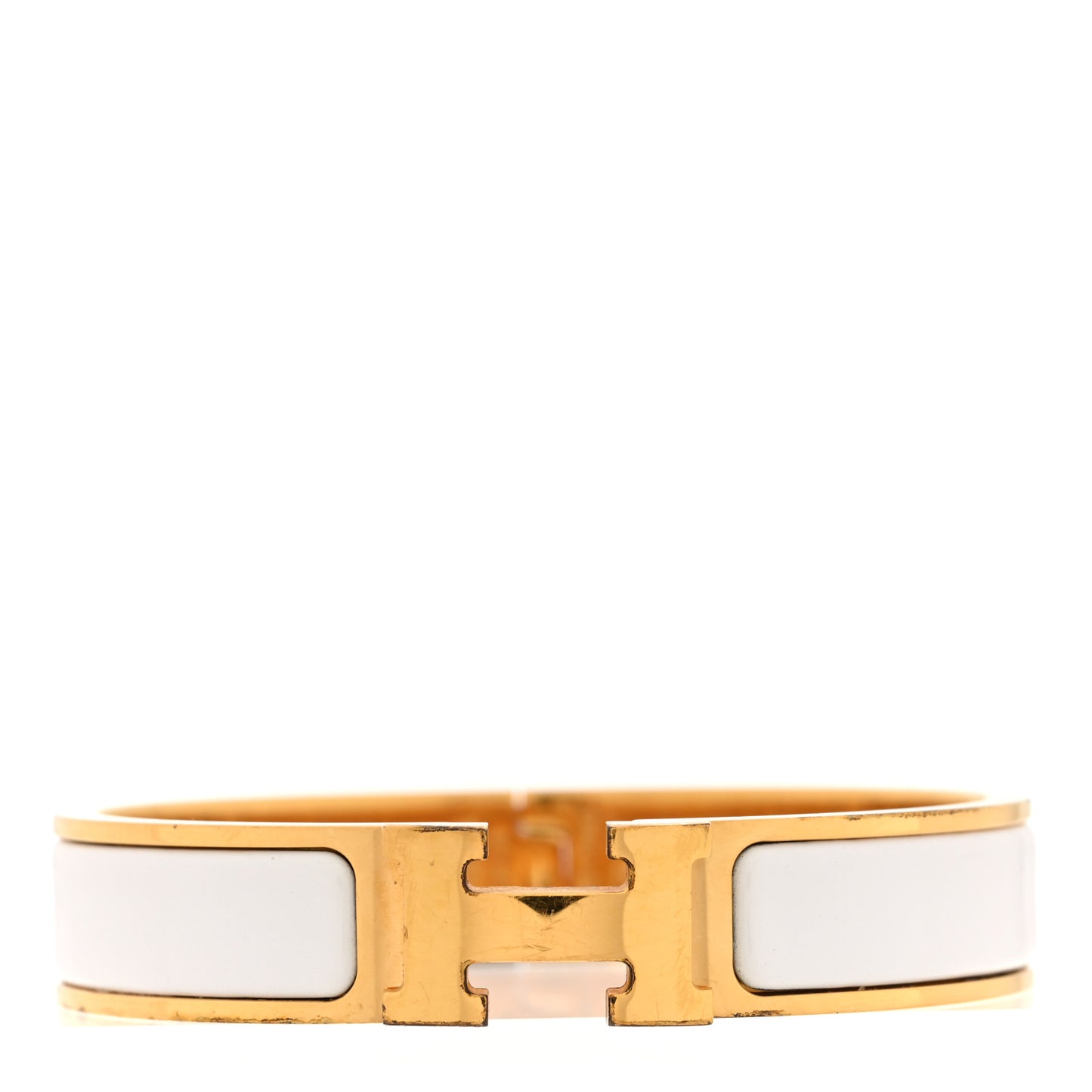 Enamel Narrow Clic Clac H Bracelet PM White