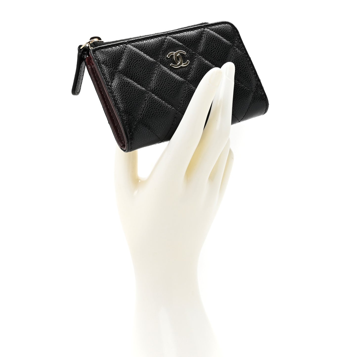 Caviar Quilted Zipped Key Holder Case Black