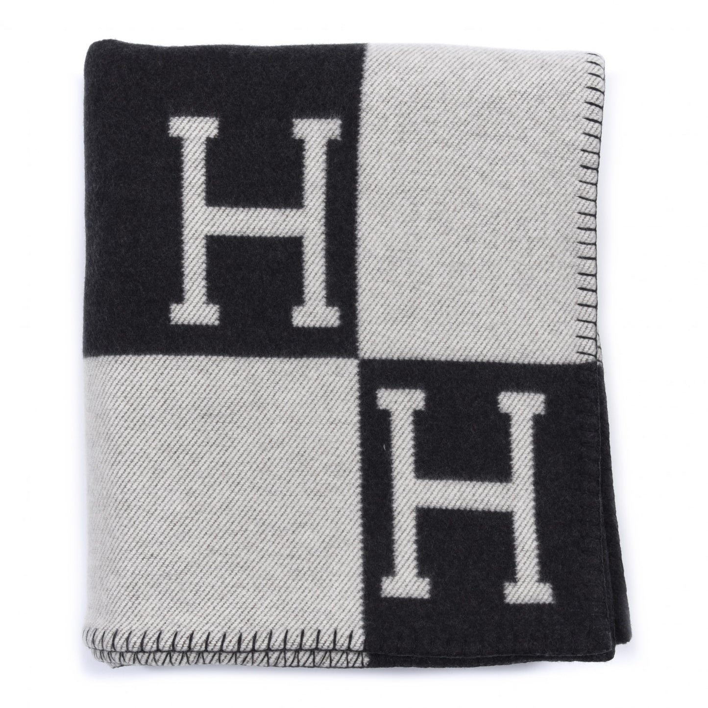 Wool Cashmere Avalon Blanket Ecru Gris Fonce