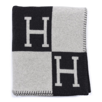 Hermes Wool Cashmere Avalon Blanket Ecru Gris Fonce 1 of 3