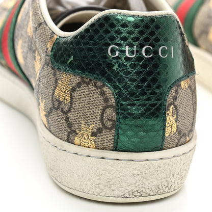 Gucci GG Supreme Monogram Bees Ayers Web Womens Ace Sneakers 35.5 Beige Oro Green Red 13 of 15