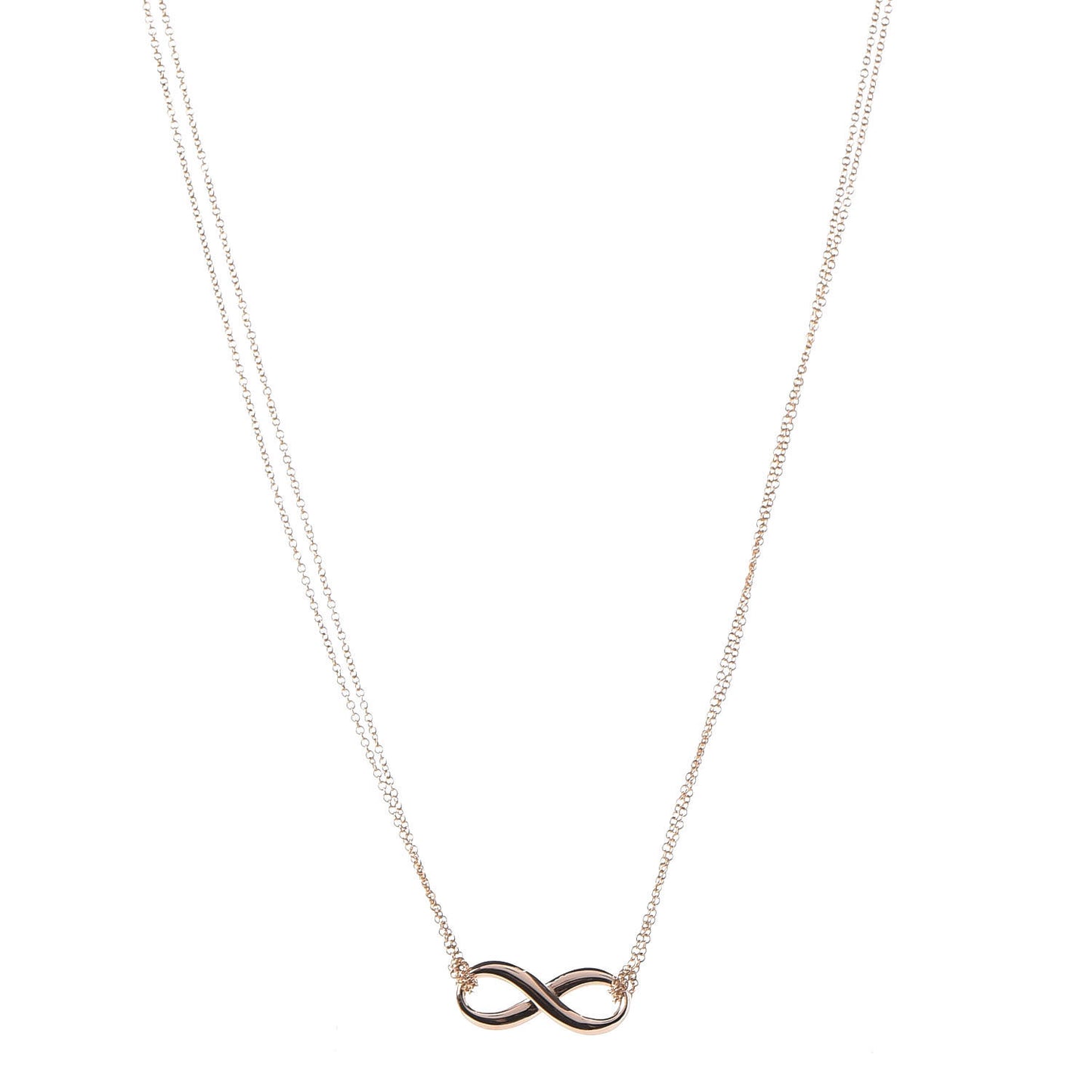 18K Rose Gold Infinity Double Chain Pendant Necklace