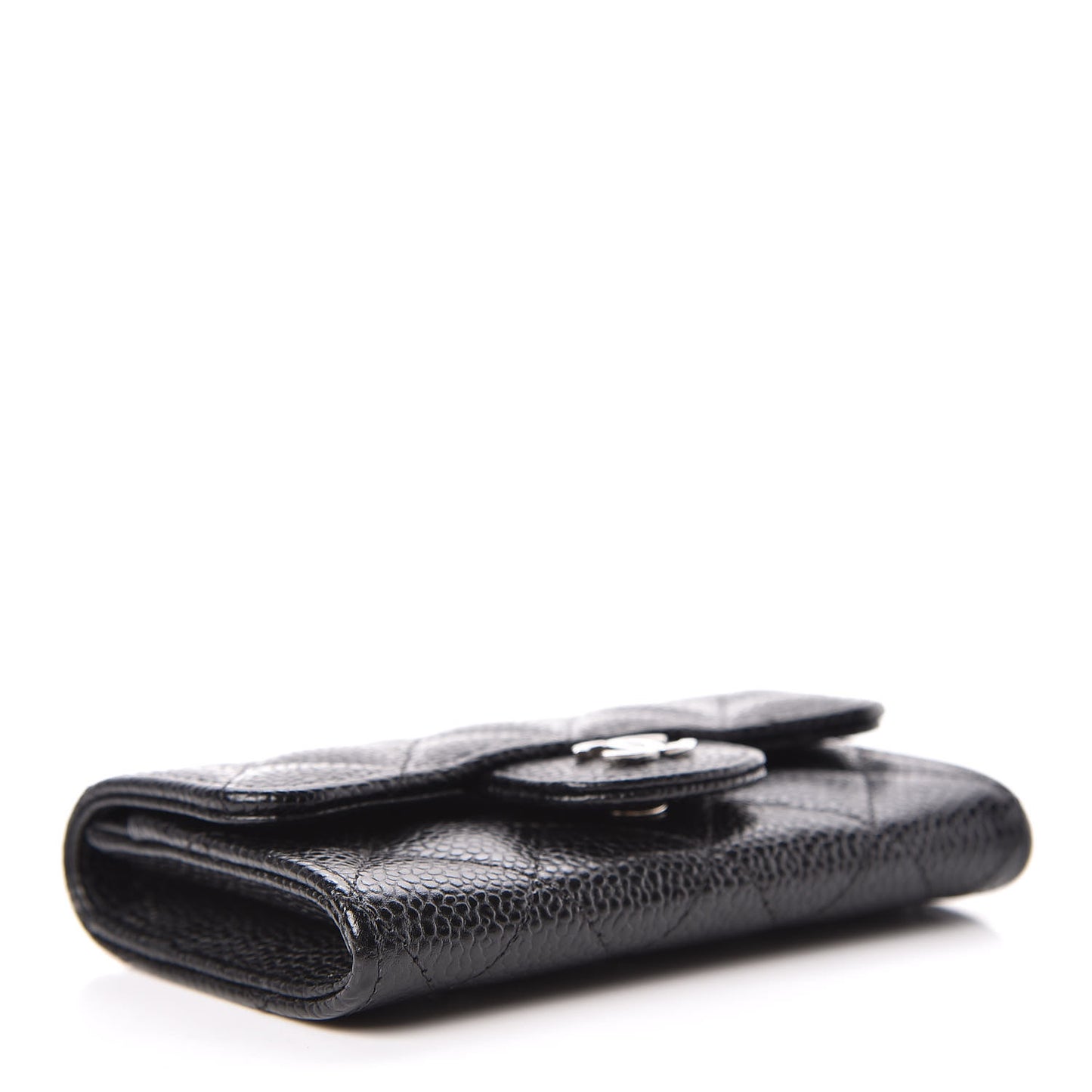 Caviar Quilted Flap Card Holder Black