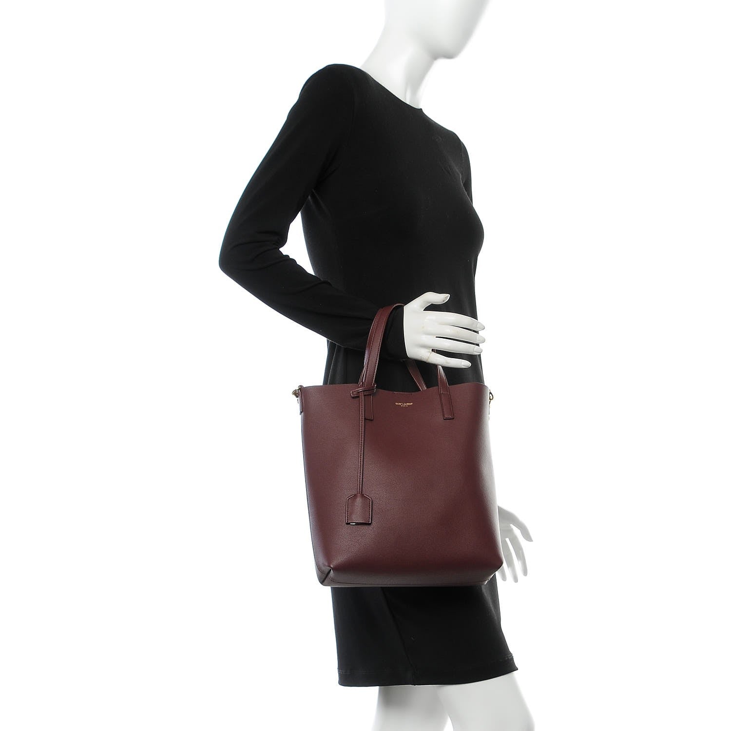 Saint Laurent Calfskin Toy Shopping Tote Dark Red 2 of 9