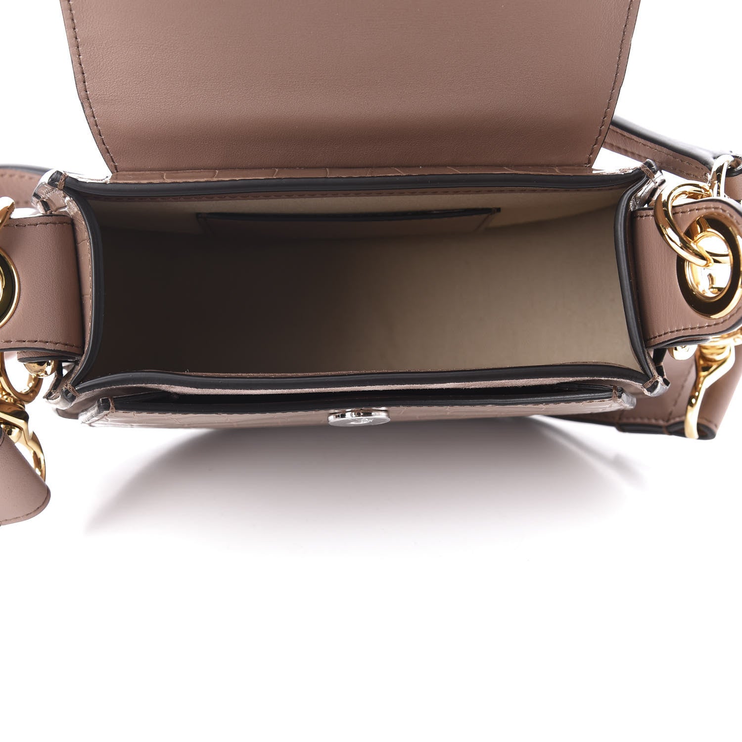 Chloe Calfskin Crocodile Embossed Small Tess Bag Woodrose 6 of 10