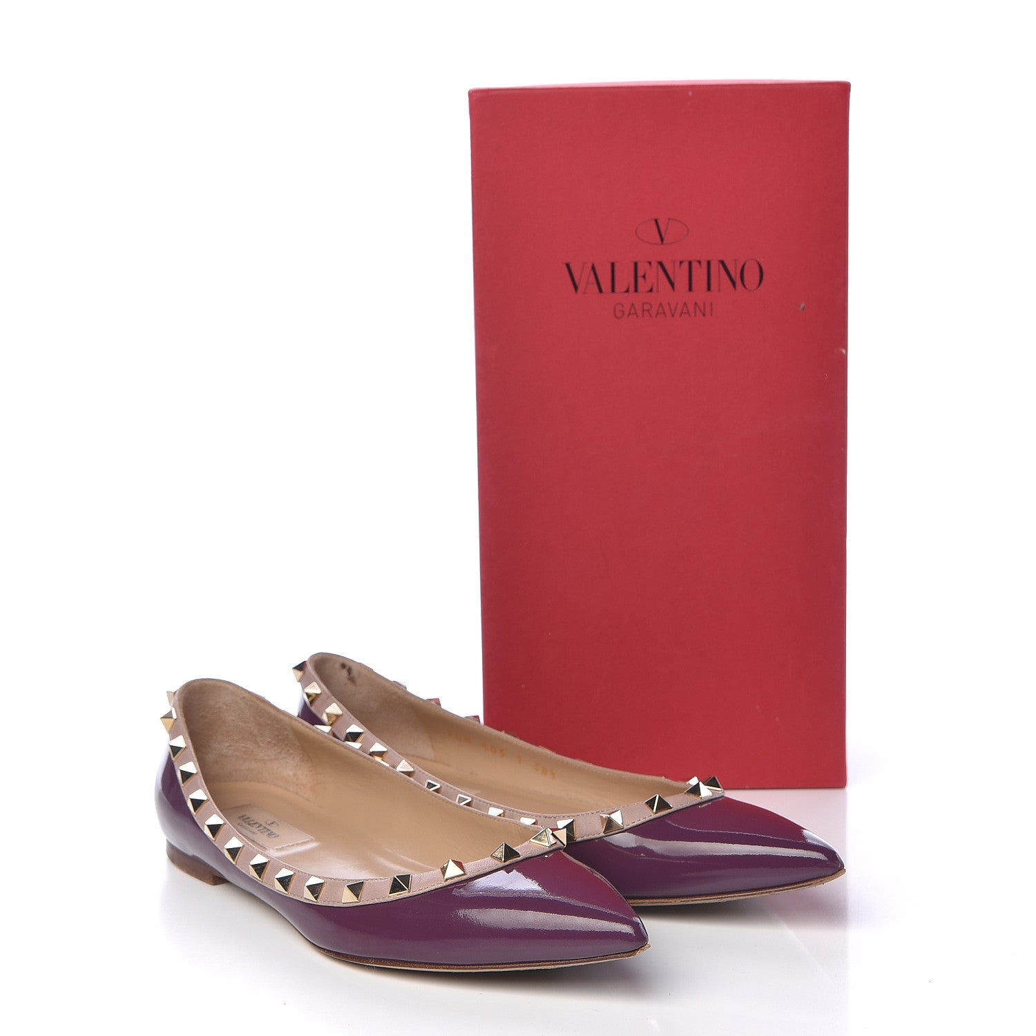Valentino Garavani Patent Rockstud Ballerina Flats 38.5 Purple Poudre 20 of 20