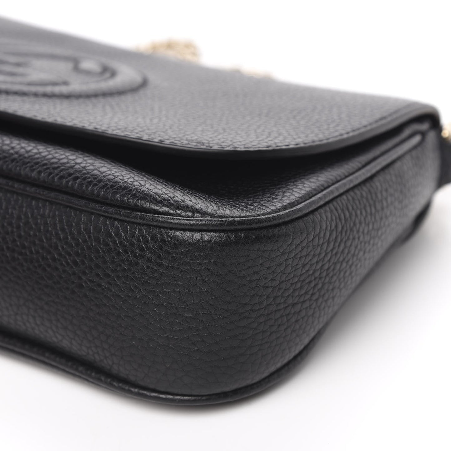 Pebbled Calfskin Medium Soho Flap Crossbody Black
