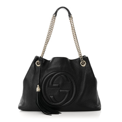 Gucci Pebbled Calfskin Medium Soho Chain Shoulder Bag Black 1 of 10
