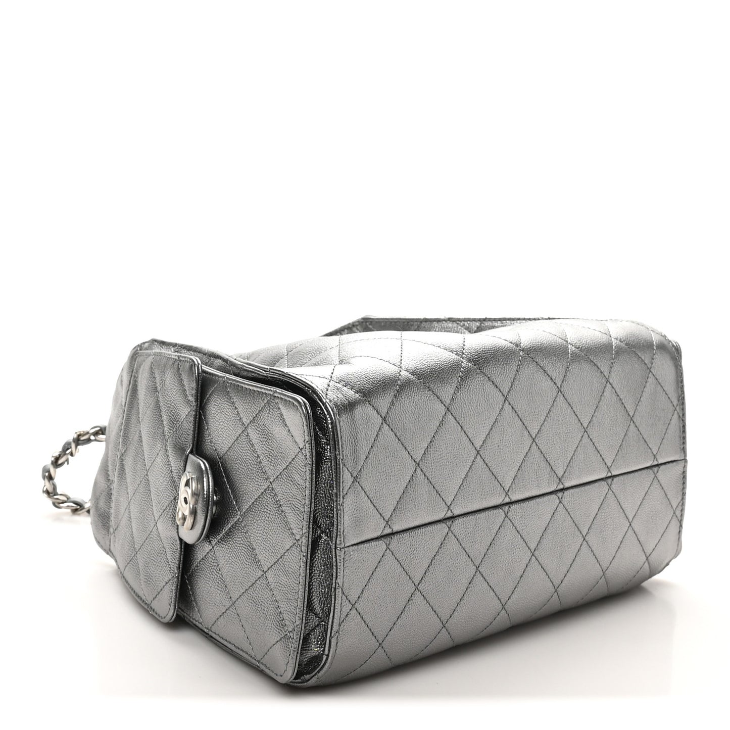 Metallic Caviar Quilted Small Chanel 25 Handbag Anthracite