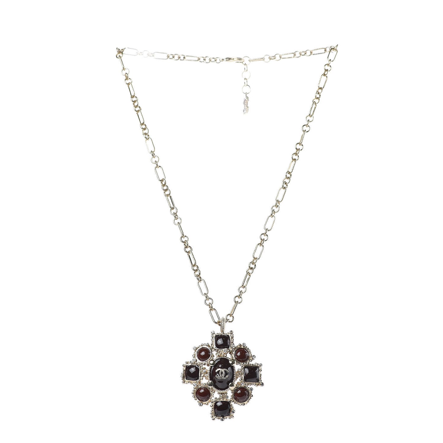 Gripoix Poured Glass CC Necklace Gold