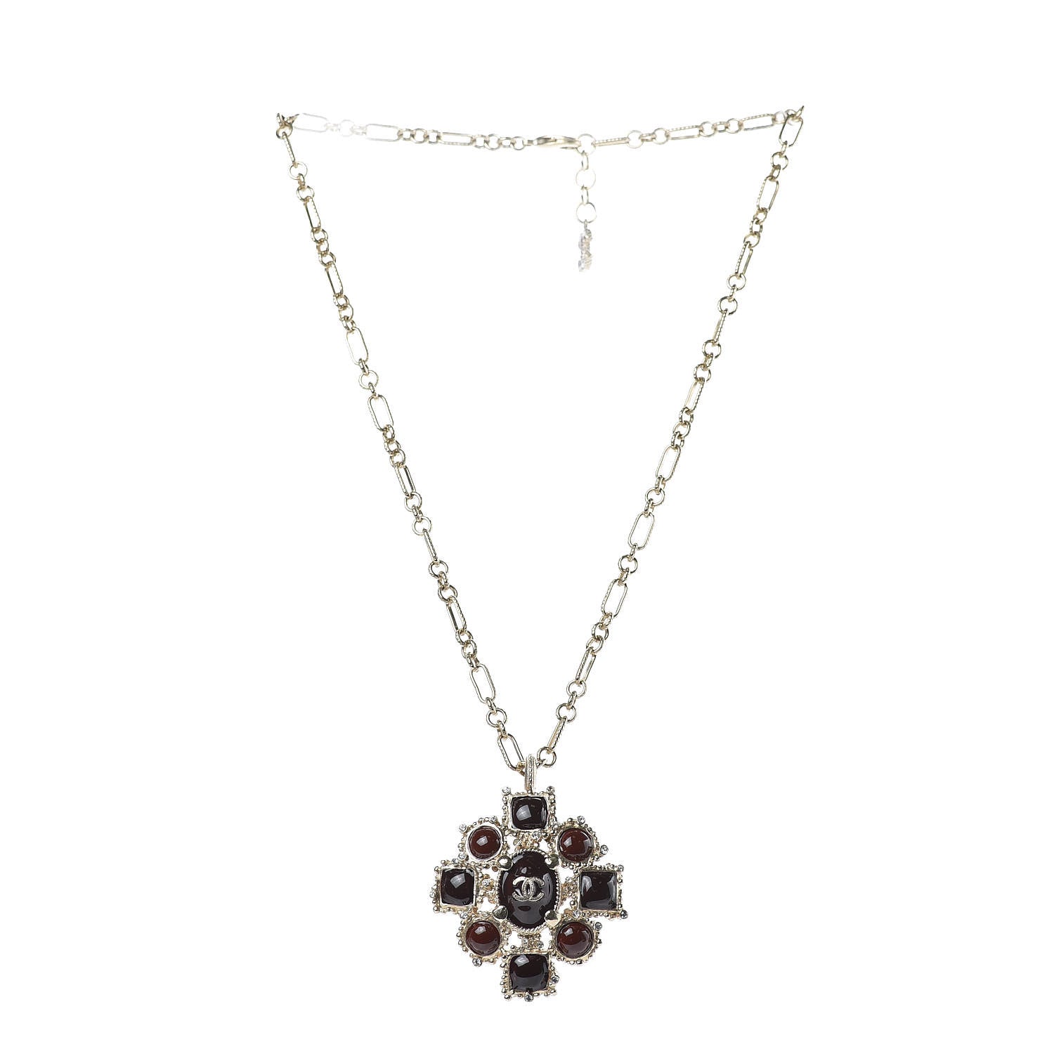 Chanel Gripoix Poured Glass CC Necklace Gold 3 of 5
