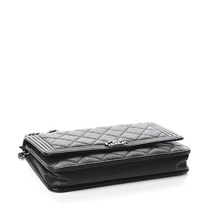Chanel Caviar Quilted Boy Wallet On Chain WOC Black 3 of 10