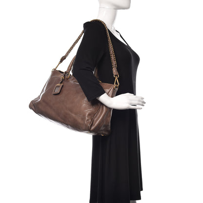 Prada Vitello Lux Bauletto Bambu 2 of 17