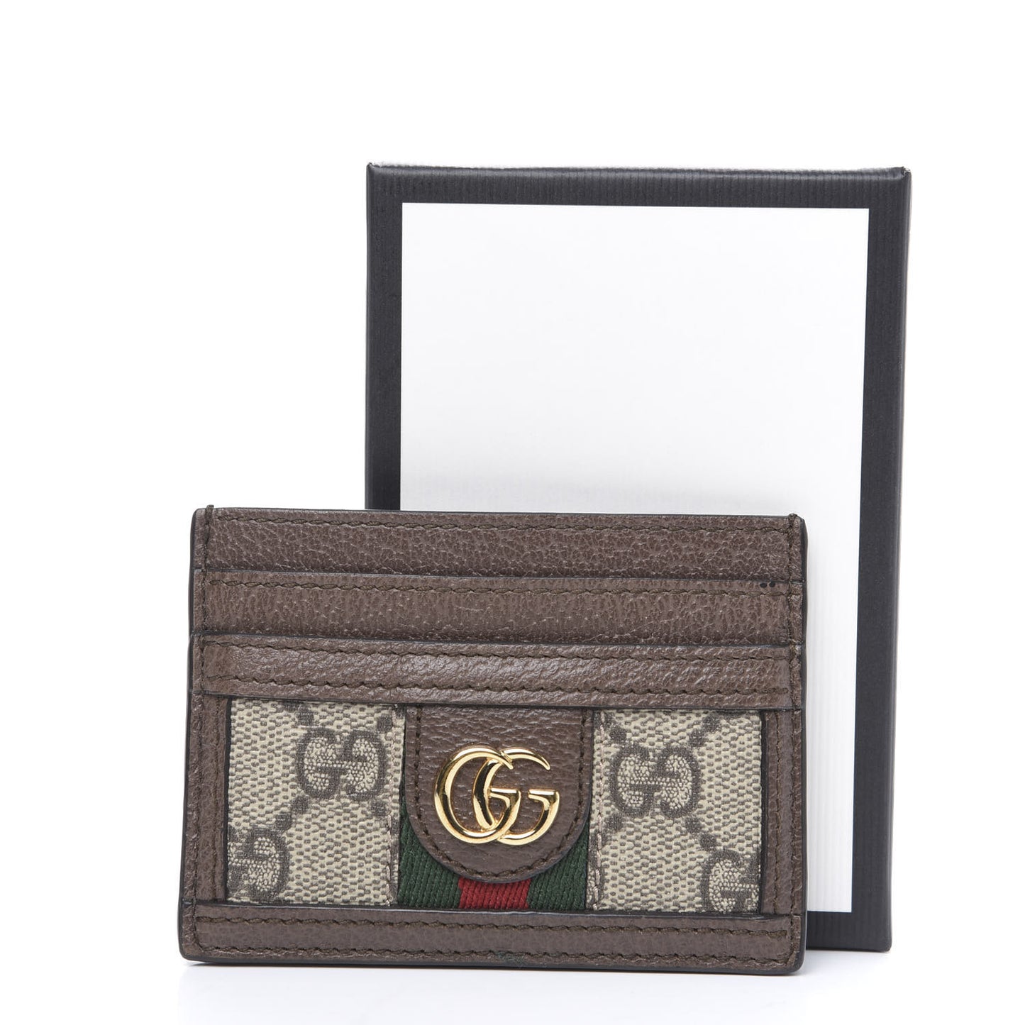 GG Supreme Monogram Ophidia Card Holder Brown