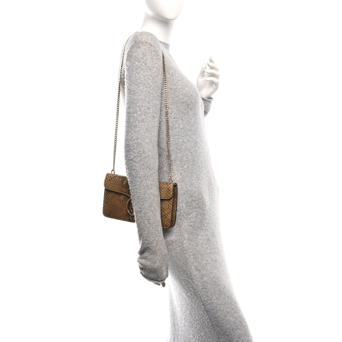 Metallic Snakeskin 1973 Chain Shoulder Bag Gold