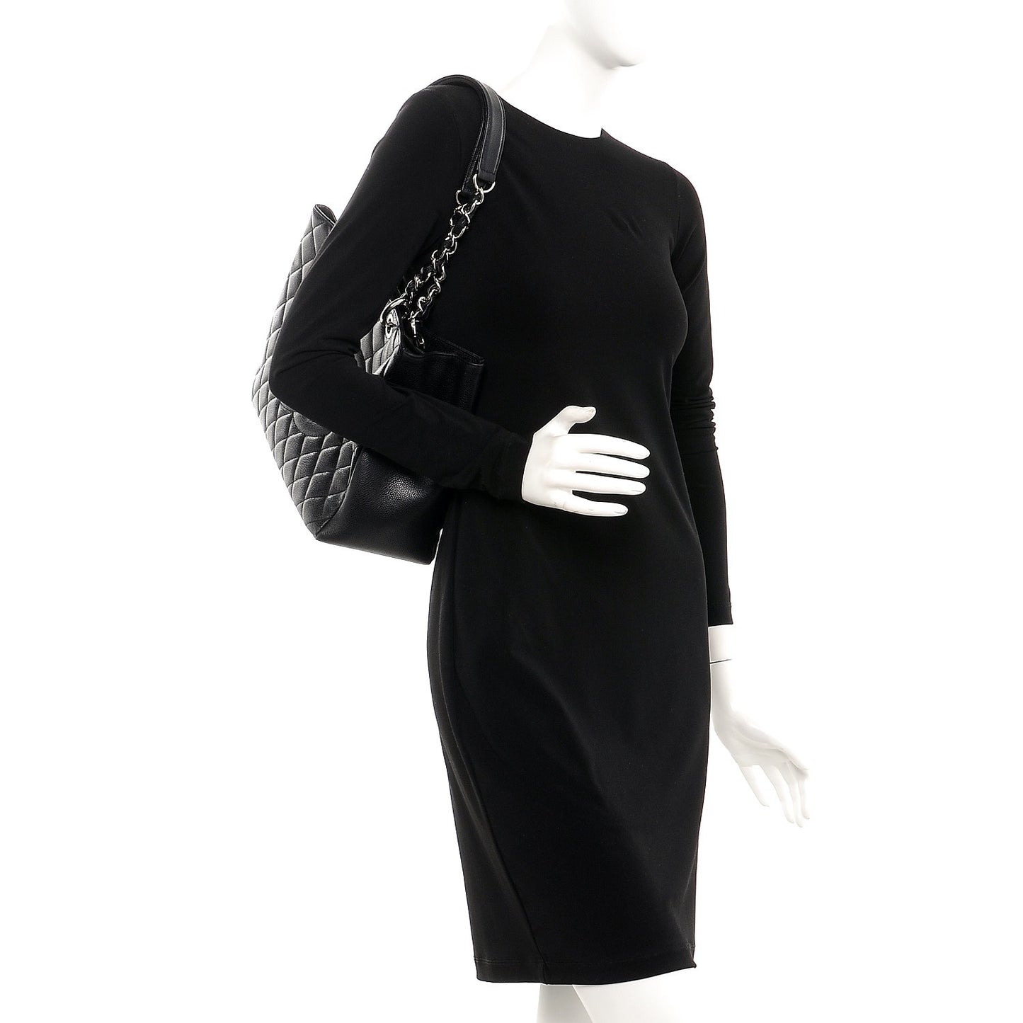 Caviar Quilted Grand Shopping Tote GST Black